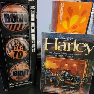 Vintage Harley Davidson Born to Ride Wall light and  Harley Tribute Book